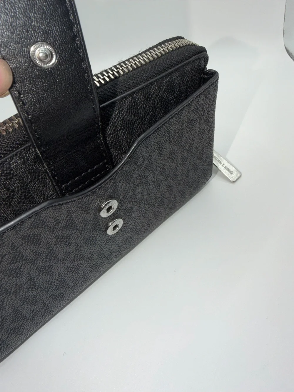 Michael Kors Black Logo Zip-Around Wristlet Wallet